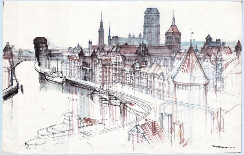Gdańsk - panorama, rok 1975; 86x54