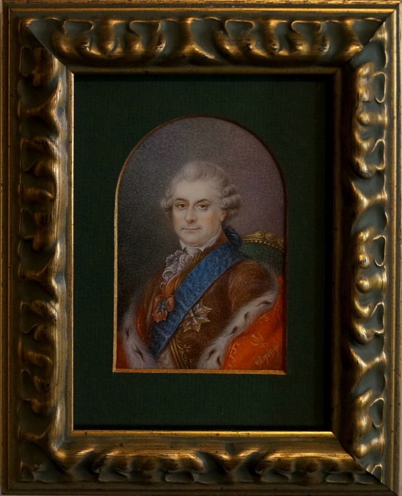 Stanisław August Poniatowski; akwarela, ivory