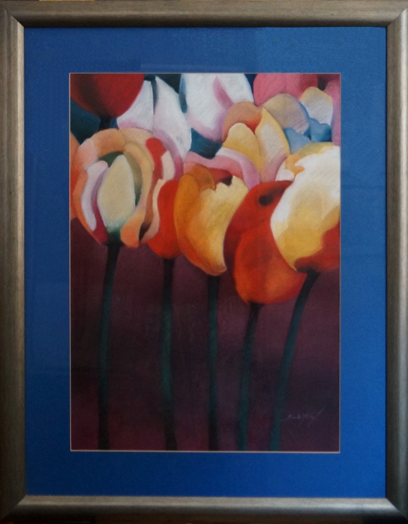 Tulipany; rysunek pastelą