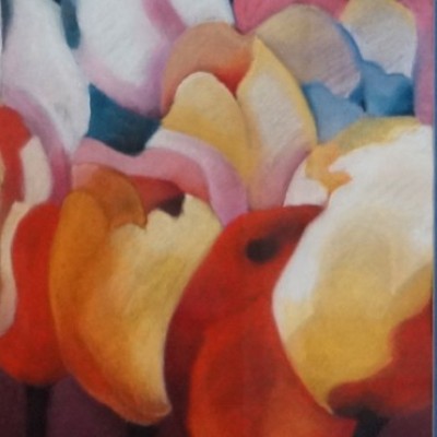 Tulipany; rysunek pastelą