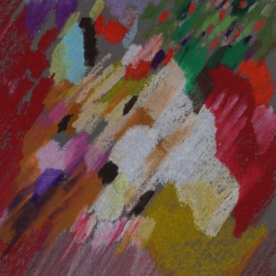 Malinowe pląsy;   pastel olejny,papier Clairefontaine  250g, wym. 29x39 cm, w passepartout 40x50 cm,   sygnowany,